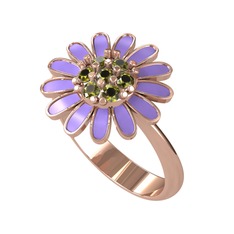 Papatya Yüzük - Peridot 925 ayar rose altın kaplama gümüş yüzük (Menekşe mineli) #9hkxky
