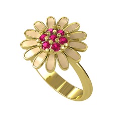 Rodolit garnet 8 ayar altın yüzük (Ekru mineli)