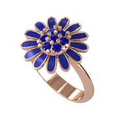 Lab safir 8 ayar rose altın yüzük (Lacivert mineli)