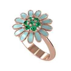 Yeşil kuvars 925 ayar rose altın kaplama gümüş yüzük (Pastel mavi mineli)