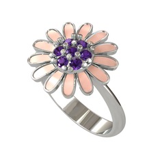 Ametist 14 ayar beyaz altın yüzük (Pastel pembe mineli)