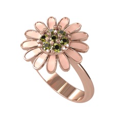 Peridot 14 ayar rose altın yüzük (Pastel pembe mineli)