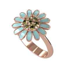 Peridot 14 ayar rose altın yüzük (Pastel mavi mineli)