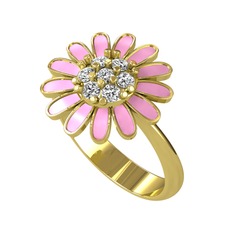 Swarovski 8 ayar altın yüzük (Pembe mineli)