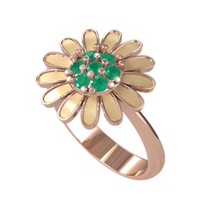 Kök zümrüt 8 ayar rose altın yüzük (Ekru mineli)