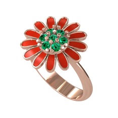 Papatya Yüzük - Yeşil kuvars 14 ayar rose altın yüzük (Kırmızı mineli) #fpil9l