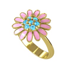 Akuamarin 14 ayar altın yüzük (Pembe mineli)