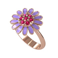Papatya Yüzük - Rodolit garnet 8 ayar rose altın yüzük (Menekşe mineli) #j18ik8
