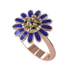 Peridot 8 ayar rose altın yüzük (Lacivert mineli)