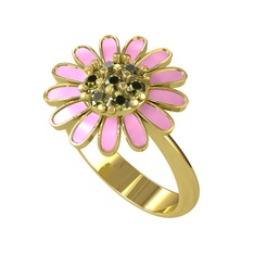 Papatya Yüzük - Peridot 14 ayar altın yüzük (Pembe mineli) #l49139