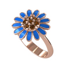 Papatya Yüzük - Dumanlı kuvars 14 ayar rose altın yüzük (Mavi mineli) #lul4jy