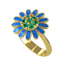 Yeşil kuvars 8 ayar altın yüzük (Mavi mineli)