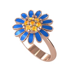 Sitrin 8 ayar rose altın yüzük (Mavi mineli)
