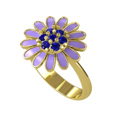 Papatya Yüzük - Lab safir 925 ayar altın kaplama gümüş yüzük (Menekşe mineli) #ng2hl5