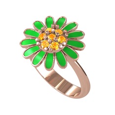 Papatya Yüzük - Sitrin 14 ayar rose altın yüzük (Yeşil mineli) #ny0sw6