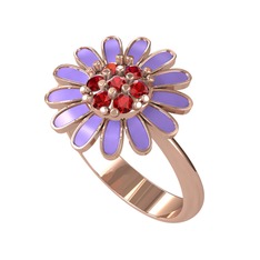 Papatya Yüzük - Garnet 18 ayar rose altın yüzük (Menekşe mineli) #nzz31