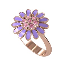 Papatya Yüzük - Pembe kuvars 14 ayar rose altın yüzük (Menekşe mineli) #oz7bzd
