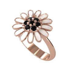 Papatya Yüzük - Siyah zirkon 925 ayar rose altın kaplama gümüş yüzük (Beyaz mineli) #pdeb1x