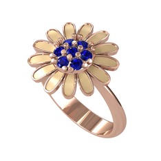 Papatya Yüzük - Lab safir 8 ayar rose altın yüzük (Ekru mineli) #puuojt