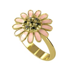 Papatya Yüzük - Peridot 18 ayar altın yüzük (Pastel pembe mineli) #pvtdb5