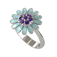 Ametist 18 ayar beyaz altın yüzük (Pastel mavi mineli)