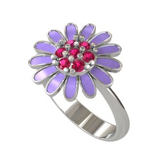 Rodolit garnet 14 ayar beyaz altın yüzük (Menekşe mineli)