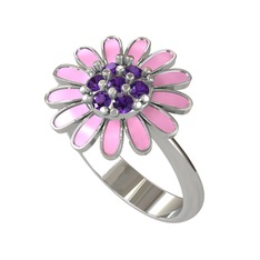 Ametist 8 ayar beyaz altın yüzük (Pembe mineli)