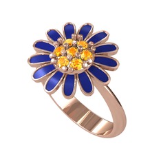 Papatya Yüzük - Sitrin 14 ayar rose altın yüzük (Lacivert mineli) #rre1is