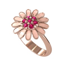 Rodolit garnet 8 ayar rose altın yüzük (Pastel pembe mineli)