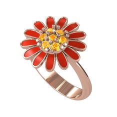 Papatya Yüzük - Sitrin 925 ayar rose altın kaplama gümüş yüzük (Kırmızı mineli) #t0e2po