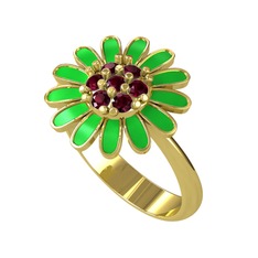 Kök yakut 8 ayar altın yüzük (Yeşil mineli)