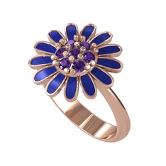Papatya Yüzük - Ametist 14 ayar rose altın yüzük (Lacivert mineli) #tyxxop