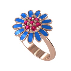 Papatya Yüzük - Rodolit garnet 18 ayar rose altın yüzük (Mavi mineli) #v6pte8