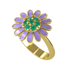 Papatya Yüzük - Kök zümrüt 14 ayar altın yüzük (Menekşe mineli) #vgpk2w