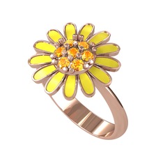 Sitrin 14 ayar rose altın yüzük (Sarı mineli)
