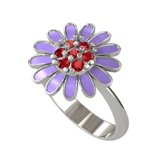 Garnet 18 ayar beyaz altın yüzük (Menekşe mineli)