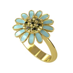 Papatya Yüzük - Peridot 8 ayar altın yüzük (Pastel mavi mineli) #wqf7ai