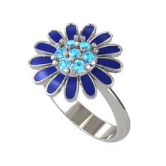 Papatya Yüzük - Akuamarin 18 ayar beyaz altın yüzük (Lacivert mineli) #x0q2bl