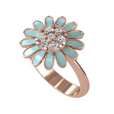 Papatya Yüzük - Swarovski 14 ayar rose altın yüzük (Pastel mavi mineli) #zfd0dj