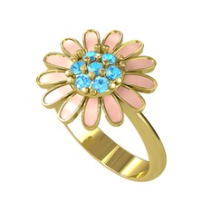 Papatya Yüzük - Akuamarin 925 ayar altın kaplama gümüş yüzük (Pastel pembe mineli) #zqtlwr