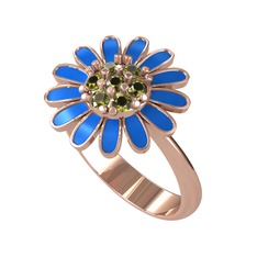 Papatya Yüzük - Peridot 14 ayar rose altın yüzük (Mavi mineli) #ztrntu