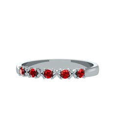 Garnet 14 ayar beyaz altın yüzük