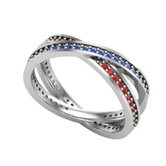 İkili Adora Tamtur Yüzük - Lab safir ve garnet 8 ayar beyaz altın yüzük #10wrr7j