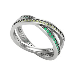 Peridot ve kök zümrüt 925 ayar gümüş yüzük