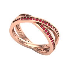 İkili Adora Tamtur Yüzük - Kök yakut 8 ayar rose altın yüzük #14pi0up