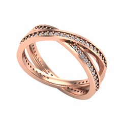 İkili Adora Tamtur Yüzük - Pırlanta ve swarovski 18 ayar rose altın yüzük (0.675 karat) #155hkw7