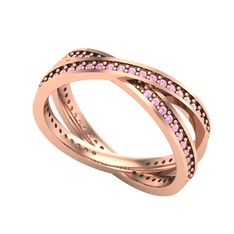 İkili Adora Tamtur Yüzük - Pembe kuvars 18 ayar rose altın yüzük #19glkxj