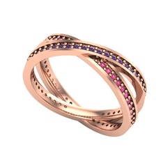 Ametist ve rodolit garnet 8 ayar rose altın yüzük