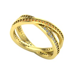 İkili Adora Tamtur Yüzük - Sitrin ve swarovski 18 ayar altın yüzük #1bz3dqs