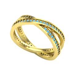 İkili Adora Tamtur Yüzük - Akuamarin 18 ayar altın yüzük #1e5y88q